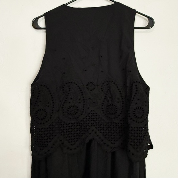 Cleobella Julie Organic Cotton Poplin Eyelet Vest GOTS Midi Dress, Black size M - Picture 7 of 10